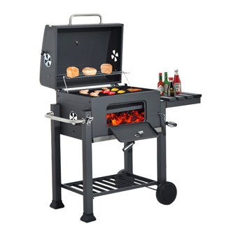 Barbacoa con ruedas y estantes - Outsunny