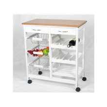 Carro de cocina completo blanco y madera