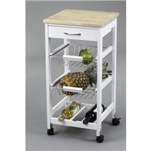 Carro de cocina blanco y madera