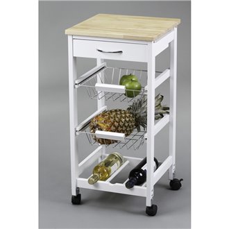Carro de cocina blanco y madera