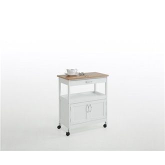 Carro de cocina 2 puertas blanco y madera
