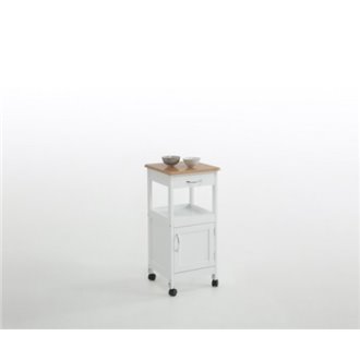 Carro de cocina 1 puerta blanco y madera