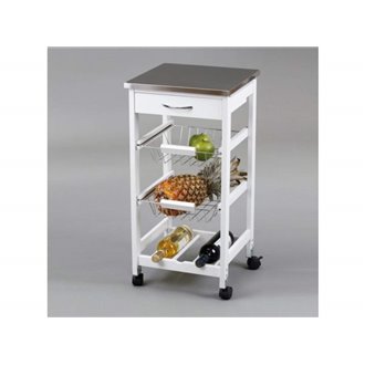 Carro de cocina blanco y metal