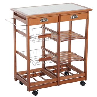 Carro de cocina madera y cer&aacute;mica