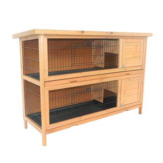 Conejera exterior doble de madera Pawhut