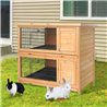 Conejera exterior doble de madera Pawhut
