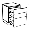 Mueble de cocina bajo con 3 cajones Tegler