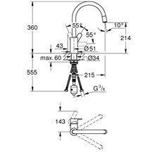 Grifo de fregadero Eurostyle Cosmopolitan 1/2" Grohe 