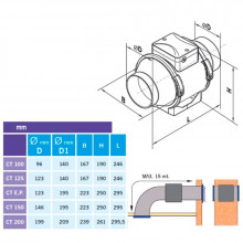 Extractor tubular CONDUCT EXTRA POWER Ø-125 estándar