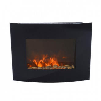 Chimenea el&eacute;ctrica de pared 65x11,4x52cm vidirio negro Homcom