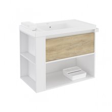 Mueble con lavabo resina 80cm Blanco-Roble nature/Blanco B-Smart BATH+
