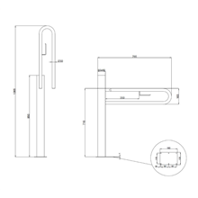 Asidero abatible con pedestal y portarrollos Baño Diseño