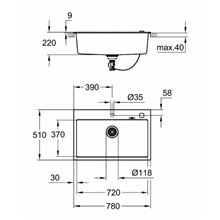 Fregadero rectangular 78x51 negro granito K700 Grohe
