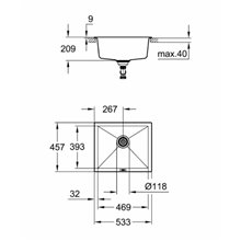 Fregadero 53.3x45.7 gris granito K700U Grohe