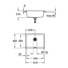 Fregadero 61x46 gris granito K700U Grohe