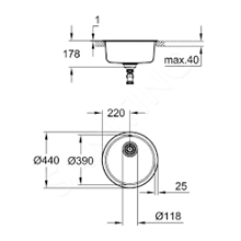 Fregadero acero inoxidable redondo K200 Grohe