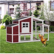 Gallinero de madera rojo y blanco Pawhut