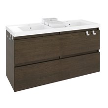 Mueble con lavabo resina 2 senos 120cm Roble chocolate B-Box BATH+