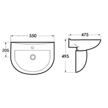 Lavabo semipedestal Ideal Suspendido
