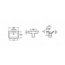 Lavabo con pedestal The Gap 50x42cm Roca
