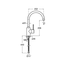 Grifo monomando para cocina caño curvado Targa Roca