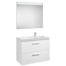 Pack mueble 90cm dos cajones blanco brillo Prisma Roca