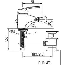 Grifo de bidé con desagüe ECO-TRES