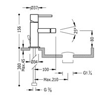 Grifo de bidé Max-Tres tubular con maneta