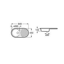 Fregadero 84cm escurridor dcha Duo Roca