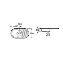 Fregadero 90cm escurridor dcha Duo Roca