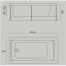 Bañera Jazz L encastrada 180x90 cm con...