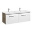 Mueble 120cm dos cajones blanco-fresno Prisma Roca