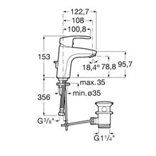 Grifo de lavabo desagüe automático Monodin-N Roca