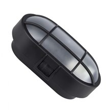 Plafón LED rejilla oval IP44 22x12x6'5cm negro