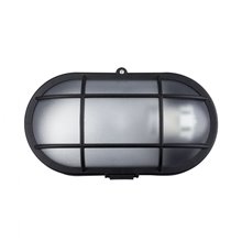 Plafón LED rejilla oval IP44 22x12x6'5cm negro