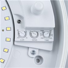 Plafón LED detector presencia IP44 Ø30x11cm blanco