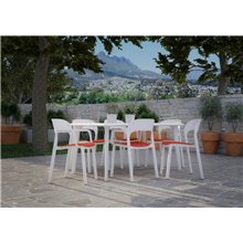 Set de 4 sillas en blanco y rojo Ona Resol