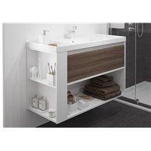 Mueble con lavabo resina 100cm Blanco-Fresno/Blanco B-Smart BATH+