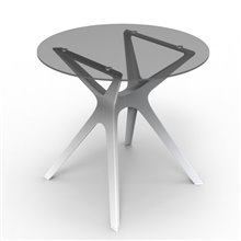Mesa blanca cristal VELA S Ø70 de Resol