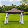 P&eacute;rgola 3x3x2,7m caf&eacute; y blanco Outsunny 