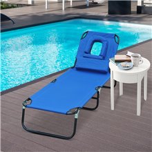 Tumbona Azul con almohada facial Outsunny