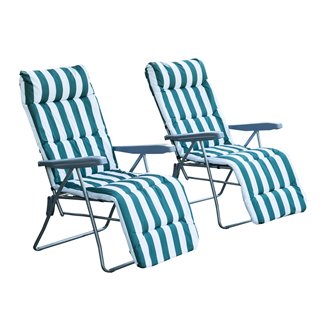 Juego de 2 sillas tumbonas Blanco y Verde Outsunny