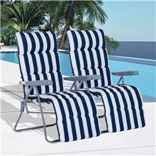 Juego de 2 sillas tumbonas Blanco y Azul Outsunny