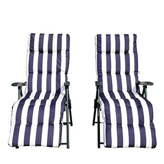 Juego de 2 sillas tumbonas Blanco y Azul Outsunny