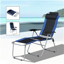 Silla tumbona Azul y Negra Outsunny