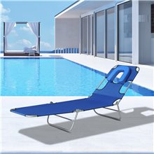 Tumbona Azul simple con almohada facial Outsunny