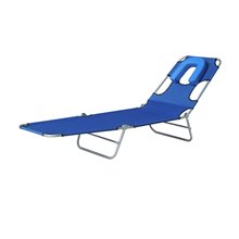Tumbona Azul simple con almohada facial Outsunny