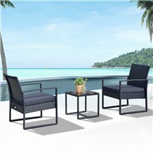 Conjunto de 2 sillones y mesa Ratán Outsunny