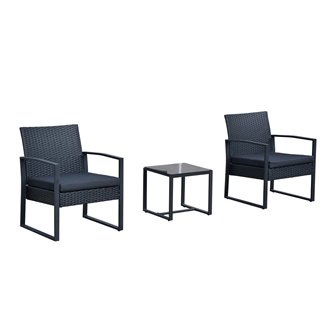 Conjunto de 2 sillones y mesa Rat&aacute;n Outsunny