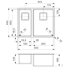 Fregadero Texas Doble 30x40/18x40 Inox Galindo